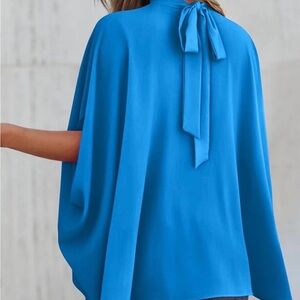 Chic Women's Blue Tie-Back Blouse